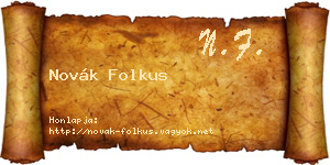 Novák Folkus névjegykártya